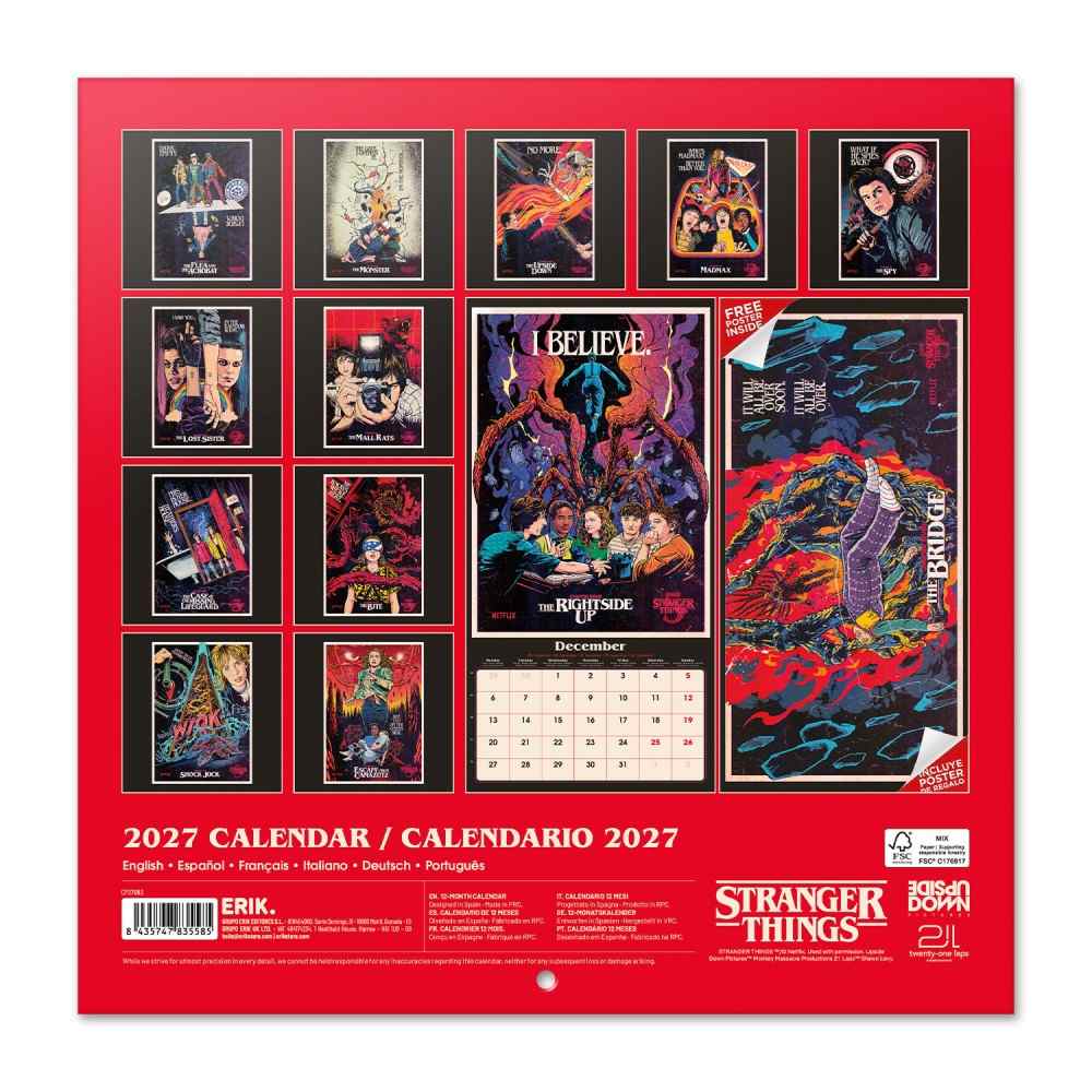 Grupo Erik Stranger Things - 30X30 2027 Calendar - Multicolours